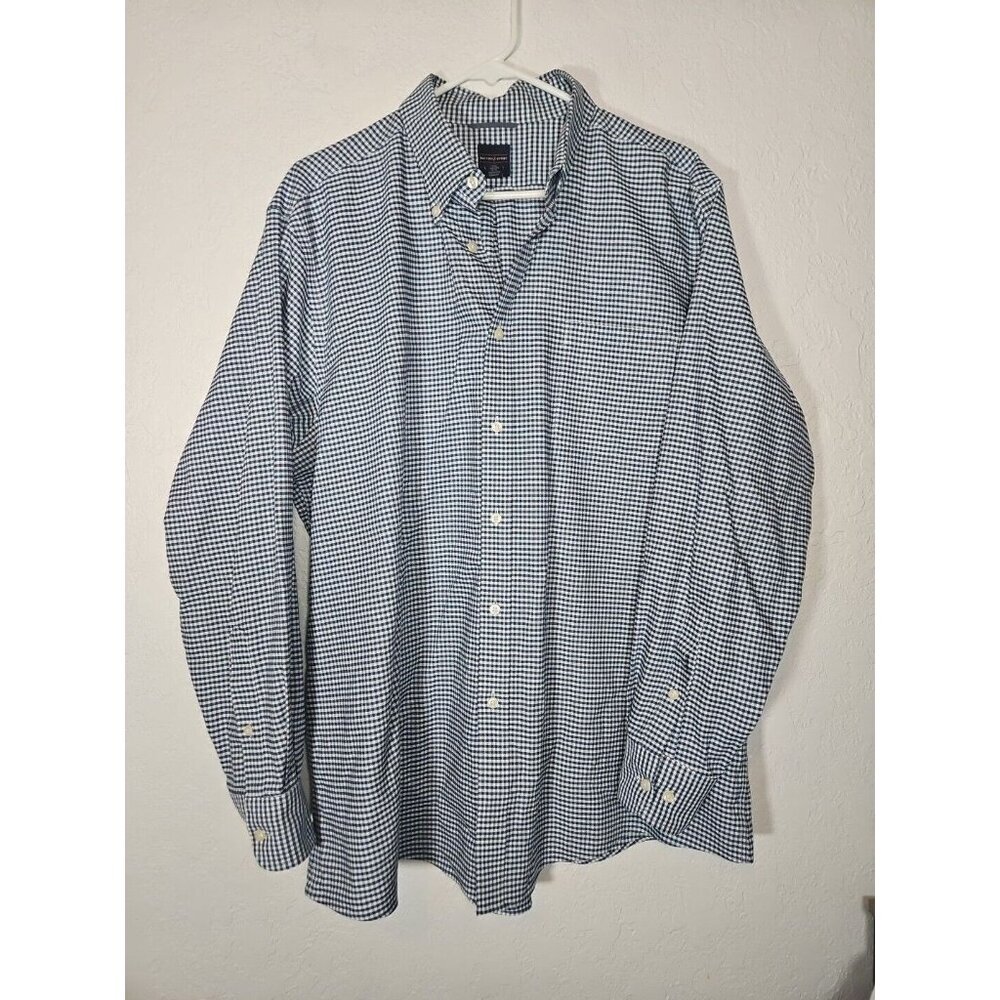 Dockers Battery Street Shirt XL (17/17-1/2) (34/35) Navy/White Plaid Classic Fit